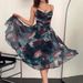 Women's Clothing Mesh Vacation Leisure Waist Sexy Perspective Large Swing Sling Wrap Chest Party Dress_ecoleips.com