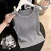 Women's Button-Down Knit Camisole Breathable Summer Sleeveless Top Loose Fit_ecoleips.com