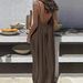 New Women's Strap Backless Loose Long Homewear Dress_ecoleips.com