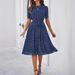 Women's Elegant Casual Polka Dot Print Dress Tie Up Spring Summer_ecoleips.com