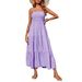 Women's Elegant Smocked Halter Backless Side Split Maxi Dress – Casual Chic Summer Gown 2026_ecoleips.com