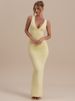 Mozision Deep V Neck Sleeveless Sexy Maxi Dress Women Elegant Ruched Bodycon Back Split Club Party Long Dress Female Clubwear_ecoleips.com