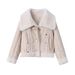 Vintage Barn Style Motorcycle Jacket For Women – Thickened Fur Lapel Windproof Coat For Riding & Casual (Beige/Black/Brown, S/M/L)_ecoleips.com