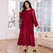 Plus Size Women's Muslim Lace Patchwork Dress Middle Eastern Turkish Robe Abaya Hot Sale In Foreign Trade_ecoleips.com