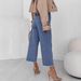 Women's Clothing High-Waisted Slimming Denim Jeans Versatile Solid Color Frayed Straight Leg Cropped Fashion_ecoleips.com