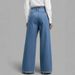 Women's High Waist Straight Leg Jeans - Classic Blue & Black Denim Pants For Casual Streetwear Fashion_ecoleips.com
