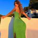 Women's Solid Color Off Shoulder Halter Back Lace Up Side Slit Bodycon Midi Dress – Elegant Summer Gown_ecoleips.com
