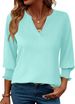 Women's Clothing Loose Casual Printed Five Point Sleeve V Neck T Shirt Tops For Women_ecoleips.com