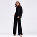 Autumn/Winter Loose-Fitting Solid Color Sweater And Knit Wide-Leg Pants Set With Slits_ecoleips.com