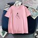 Women's Clothing Casual Printed T-Shirt Round Neck Short Sleeve Top American Style_ecoleips.com