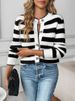 K New Fashionable Casual Knitted Cardigan With Single Breasted Striped Long Sleeved Sweater Jacket_ecoleips.com