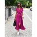 2024 Women's Summer New V-neck Printed Lace Up Dress_ecoleips.com