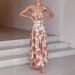 Aria Basics Aria Basics European And American Clothing Satin Strap Printed Women's Bowknot Beach Backless Dress_ecoleips.com