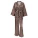 European And American Autumn New Style Silk Printed Loose Tie Sleepwear Two-Piece Set Women's Loungewear_ecoleips.com