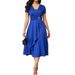 Women's Asymmetrical Large Skirt V Neck Dress Fashion_ecoleips.com