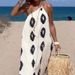 Elegant Off-Shoulder Maxi Dress With Geometric Print – Flowy Beach Dress For Women, Boho Chic Summer Dress, Vacation & Casual Wear_ecoleips.com