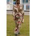 Women's Clothing new long sleeved leisure vacation two piece suit INS loose printed pocket solid suit_ecoleips.com