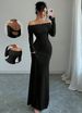 Women's Sexy Off Shoulder Shirred Bodycon Maxi Dress – Elegant Fall Evening Gown 2026_ecoleips.com