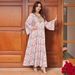 Women's Clothing Robe Muslim Dress Sequin Embroidery V Neck Trumpet Sleeve Loose Long Skirt Female_ecoleips.com