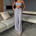 Foreign Trade Summer New Women's Fashion Suspender Vest Two-piece Set Sports Knitted Wide-leg Trousers Set_ecoleips.com