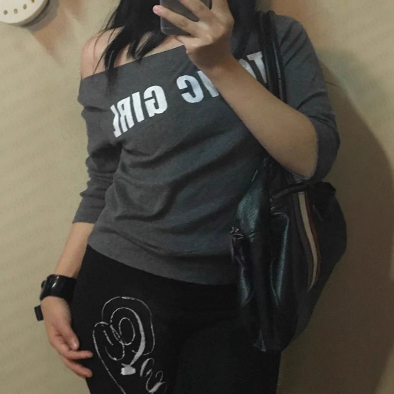 Gothic American Street Style Long Sleeve T-Shirt for Women Retro Fashion Letter Print Casual Top for Girls_ecoleips.com