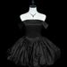 Blue off the Shoulder Satin Dress Puffy Short Princess Style for Women Suitable for Birthday Parties And Coming of Age Ceremonies_ecoleips.com