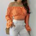 Women's Clothing Spring Summer Women's Off Shoulder Long Sleeve Cross Strap Top Style For Formal & Casual For Women_ecoleips.com
