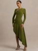 JULISSA MO Irregular Long Sleeve Ruched Women Maxi Dress Green Metal Button High Waist Dress Autumn Slim Elegant Party Clubwear_ecoleips.com