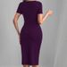Women's Black PU Patchwork Bodycon Dress Zip Up Short Sleeved Thigh High Slit Casual Fashion Design Dress_ecoleips.com