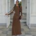 European And American Best-selling Women's Clothing 2025 Early Autumn New Fashion Slim-fit Pleated Elegant Round-neck_ecoleips.com