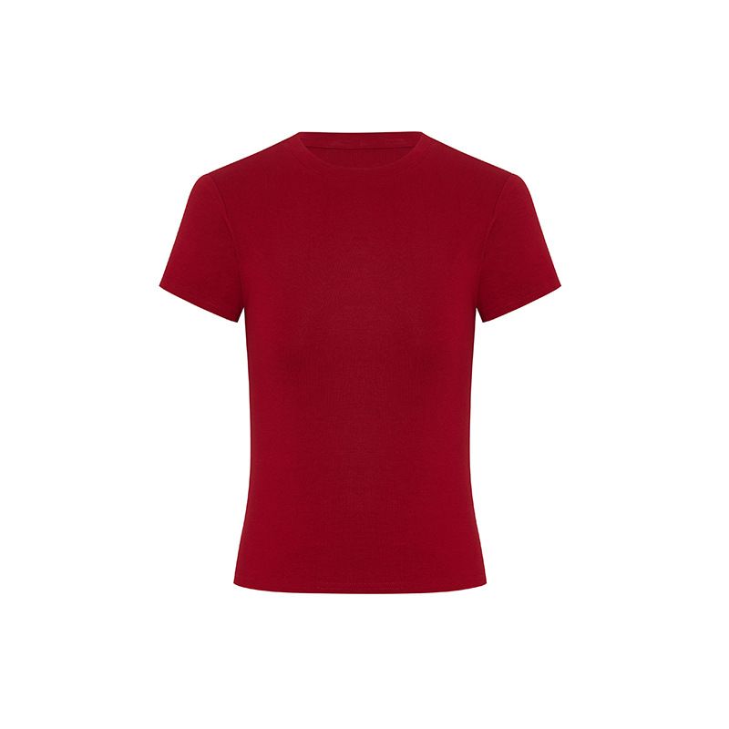 Women's Clothing Big Chest Pinch Waist Straight Shoulder T Shirt White Short Sleeve Hot Girl Short_ecoleips.com