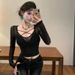 ng2510292 Cross-border Sexy Two-piece Cross-strap Top, 2026 Spring New Design, See-through Hot Girl V-neck T-shirt For Women_ecoleips.com