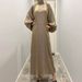 Women's Clothing Lantern Sleeve Bright Silk Long Skirt Stand Collar Back Tie Female Dress_ecoleips.com