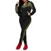 Women's Color Block Zip Up Hooded Sweatshirt Set Style Spring Autumn Fashion Two Piece Set_ecoleips.com