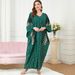 Modest Luxury Abaya Dress Gold Embroidery & Batwing Sleeves (Breathable Polyester, Versatile One-Size Flow For Prayer & Evening Gatherings)_ecoleips.com
