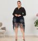 Plus Size Denim Mini Skirt With Fringe, High Stretch Washed Cotton Short Skirt For Women_ecoleips.com