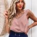 Lace Trim Women's Sleeveless V Neck Top Ruffled Style Summer Clothing For Women_ecoleips.com