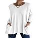 Women's Casual Long Sleeve T-Shirt Round Neck Pocket Detail Solid Color Spring/Summer New American Style_ecoleips.com