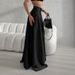 Sexy Temperament Black Fashion Acetate Satin Satin High Waist Loose Floor Length Skirt Casual Skirt_ecoleips.com