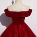 Scarlet Off-Shoulder Ball Gown – Elegant Corset-Back Prom Dress For Hosts, Pageants & Black Tie Events (Stretch Polyester, XS-XXXL)_ecoleips.com