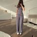 Women's Clothing New Fashion Round Neck Slim Casual Versatile Loose Elastic Wide Leg Pants Suit Women_ecoleips.com
