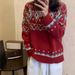 girl Red Christmas Sweater Women, Autumn Winter Outfit For Best Friends, European And American Retro Lazy Style, Loose_ecoleips.com