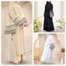 Verve 2025 New Three-Piece Muslim Solid Color Cotton Linen Wrinkled Fashion Loose Plus Size Robe_ecoleips.com