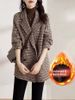 Houndstooth Plaid Wool For Women, Autumn Winter 2024 New Style, Mid-Length, Fleece-Lined, Thickened Woolen Blazer Coat_ecoleips.com