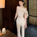American Style Spicy Girl Off-Shoulder Sleeveless Vest Slim Fit Top Summer Tall Slimming Flared Pants Fashion Two-Piece_ecoleips.com