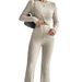 Casual Solid Two-Piece Set With Long Knotted Front Sleeves Cropped Top And Slim Pants Set_ecoleips.com