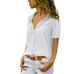 Women's Solid Color Short Sleeve Blouse – Lightweight Chiffon Fabric, V-Neck, Elegant Casual & Office Wear_ecoleips.com