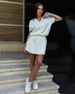 Linen-Blend Short Sleeve Knit Set – Collared Top & A-Line Skirt (Breathable Cotton, Wrinkle-Resistant, Machine Washable)_ecoleips.com