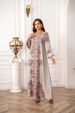 Elegant Muslim Women's Kaftan Dress, Round Neck High Density Rhinestone Beaded Print, Cross-Border Long Robe, Stylish Evening Wear_ecoleips.com