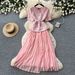 Sequined Dress For Women Short Sleeved Pleated Slimming Summer Sophisticated Commuting Suitable_ecoleips.com